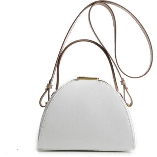 New 2019 summer European and American leather bag for women pure color shell bag Pandora bag semicircle shoulder bag