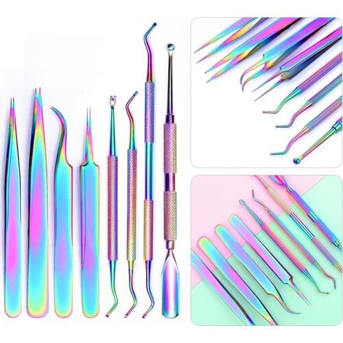 Nail Cuticle Nipper Scissors Rainbow Tweezer Clipper Dead Skin Remover Scissor Plier Pusher Stainless Steel Tool