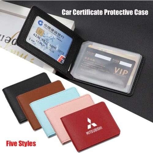 Car Driver License Cover Car Driving Documents Holder Protective Case For Mitsubishi Lancer ASX Mirage Pajero Sport Xpander Star