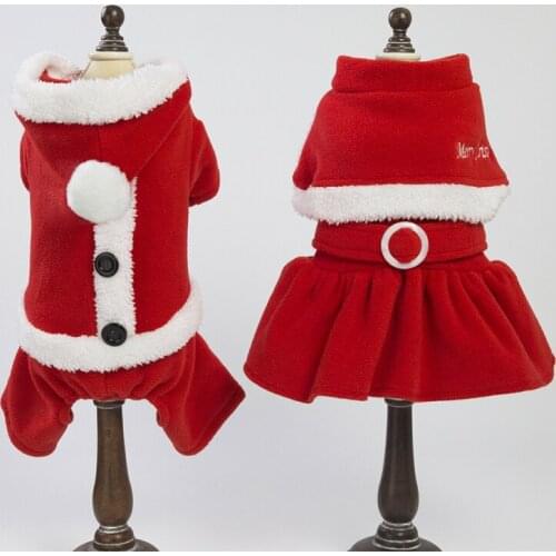 Bog Dog Clothes Jumpsuit Girl Dog Dress Christmas Dog Outfit Xmas Pet Clothing Warm Winter Dog Costume Coat Jacket Apparel