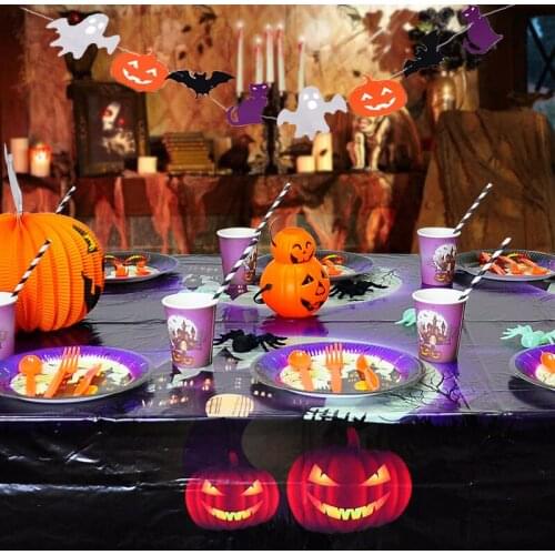 Happy Halloween Letter Foil Balloons Pumpkin Ghost Treat Plate Napkins Table Cover For Halloween Party DIY Decorations HY1
