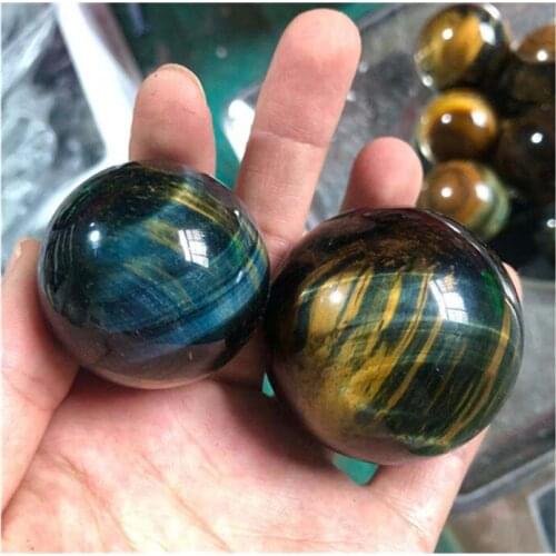 Blue Yellow Tiger Eye Ball Carved Crystals Healing Stones For Decoration