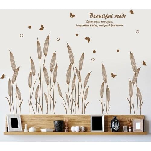 Modern Abstract Reed Wall Stickers Flowers Living Room Sofa Home Decor Corridor Porch Skirting Line Waterproof Wallpaper