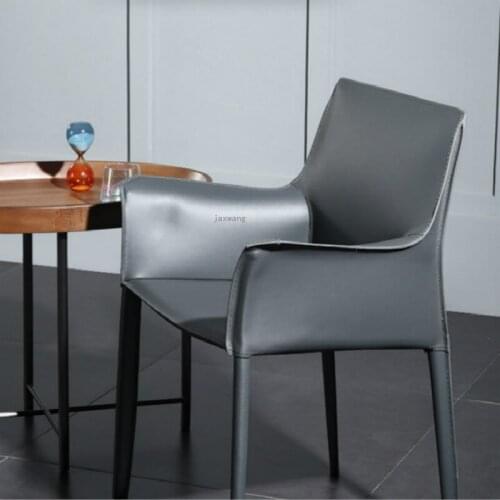 Modern minimalist leather dining chair light luxury backrest chair ins coffee shop tea shop office negotiation chair leisure