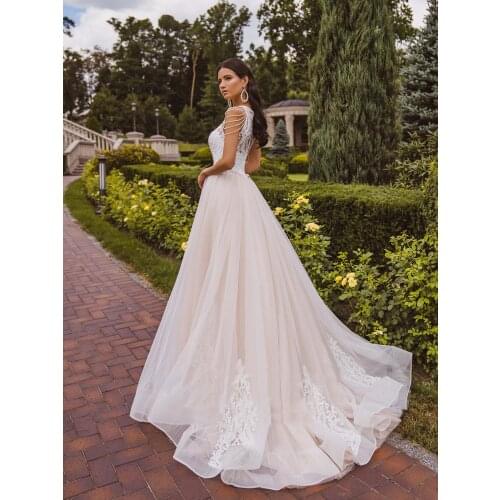 Halter Applique Lace Bead Outdoor Wedding Dress Tassels 2021 Blush Pink Photography Bridal Gown Custom Made Vestido De Noiva