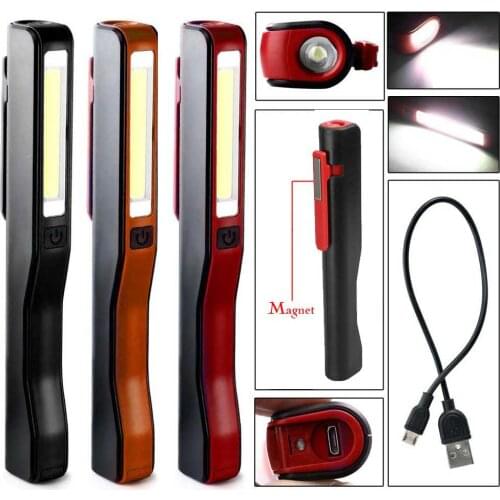 USB Charging LED Flashlight COB Rechargeable Magnetic Pen lamp Hand Torch Work Light For Camping Lanterns Tactical Night Light