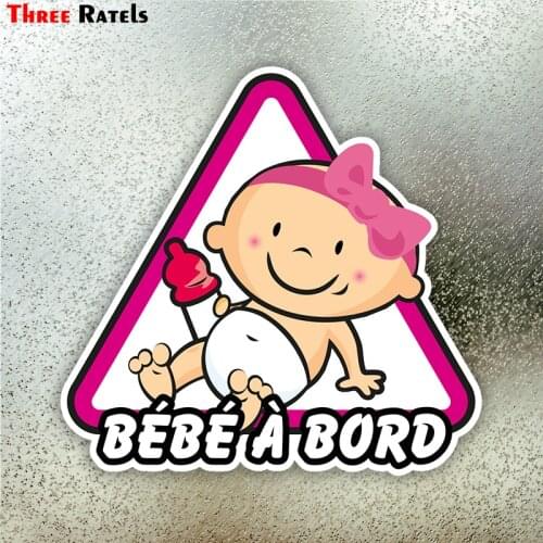 Three Ratels LCS137# 15.4x15cm baby on board in frence colorful car sticker funny stickers styling removable decal