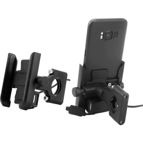 Universal Motocycle Bicycle Mobile Phone Holder Motorbike Handlebar Stand / Mirror Mount Bracket Holder With USB Charger