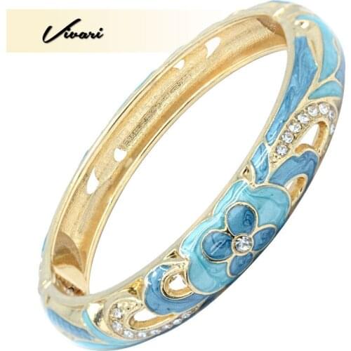 Vivari New Elegant Copper Bracelet Flower Crystal Stone Ladies Fashion Hollow Bracelet For Ladies