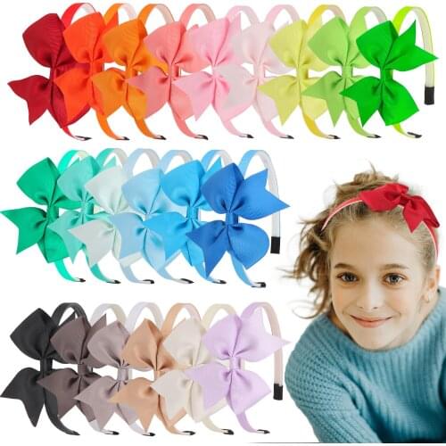 XIMA 1Piece 3.5inch Grosgrain Ribbon Hair Bows Hairbands Headbands Children Girls Headbands with Bows Kids Hair Accessories