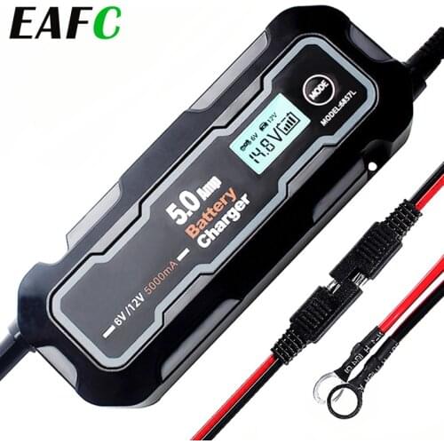 6V/12V 5000mA Full Automatic Car Motorcycle Battery Charger Smart LCD Display Maintainer for Car RV ATV Boat