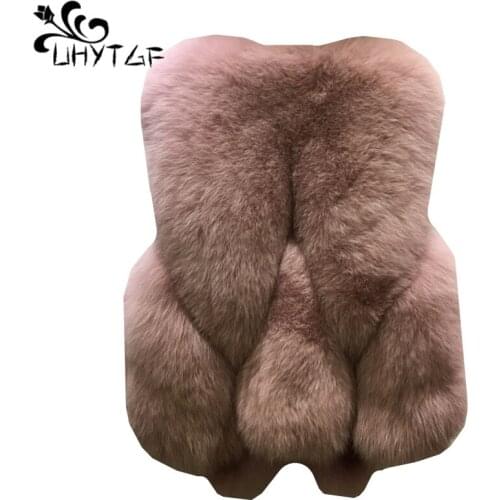 UHYTGF Autumn winter sleeveless fur vest womens outerwear high quality imitation fox fur Slim short waistcoat coat plus size107