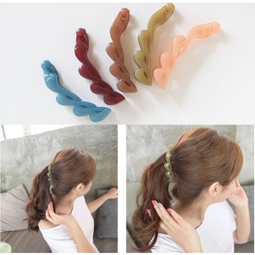 Large 1Pcs Women Banana horsetail clip Plastic Acrylic Hairpins Solid color Hair Crab Claws Girls Make Washing Tool Accessories