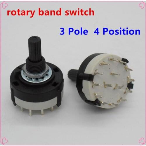 10pc High-quality RS26 3 Pole Position 4 Selectable Band Rotary Channel Selector Switch Single Deck Rotary Switch Band Selector