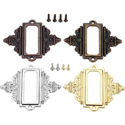 20Pcs Antique Carved Furniture Cabinet Medicine Drawer Label Pull Frame File Box Name Card Holder Notepad Photo Album DIY62*55mm