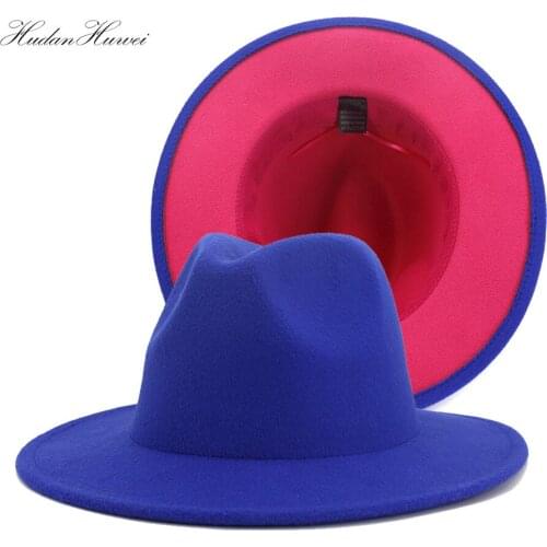 2021 Women Men Royal Blue Rose Red Patchwork Wide Brim Fashionable Cowboy Cotton Polyester Unisex Jazz Hat L XL