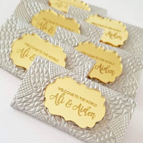 24 Pcs Personalized Chocolate Bar Favorite Plaque Name Baby Shower Decoration Custom Baby Baptism Favorite Decoration Gift Tag