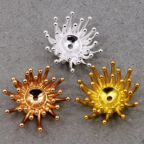 5pcs 17*7mm Metal Filigree Flowers Bead Caps Base Connectors Diy Bracelet Headwear Components For Handmade Jewelry Accessories