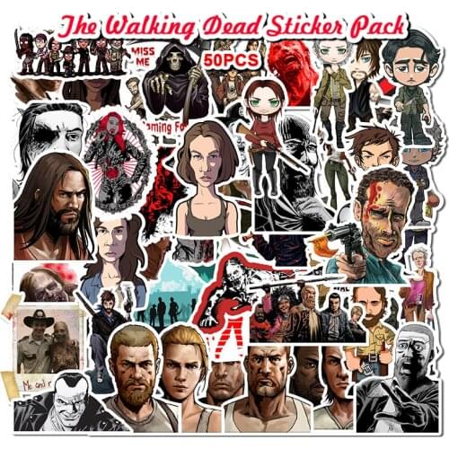 50pcs TV Show Walking Dead No Repeating Stickers Waterproof Suitcase Bike Motorcycle Helmet Car Styling Accessories Stickers