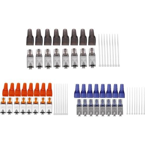 GTBL 8Pcs Tool-Free Shielded RJ45 Cat 7 Termination Plug Cat7 Plug / Cat7 Connector Connectors Modular 23/24AWG