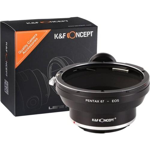 K&F Concept adapter with tripod for Pentax 67 mount lens to Canon EOS camera 5D3 80D 200D