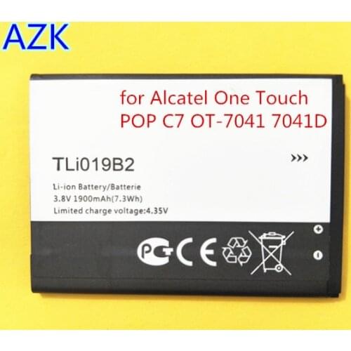 AZK High quality NEW TLI019B1 TLi019B2 1900mAh Battery for ALCATEL one touch POP C7 OT-7041 7041D dual CAB1900003C2