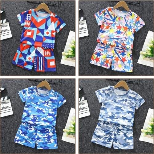 Kids Clothes Baby Boys Summer Sport Suit Short Sleeve T-shirt+pants Kids Tracksuit Children Football Suit Basketball Clothes Set