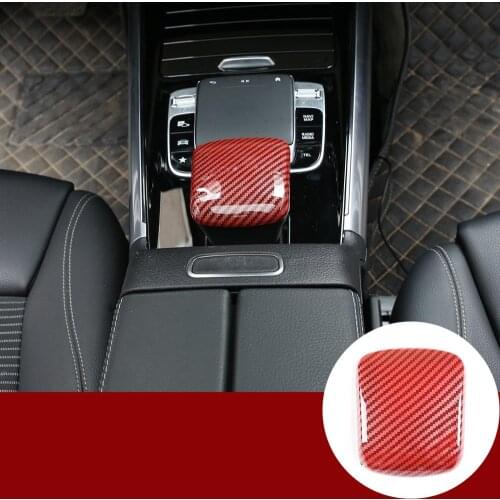 For Mercedes Benz B GLB Class W247 X247 2020 ABS Red Carbon Fiber Central Control Armrest Decorative Cover Trim Car Accessories