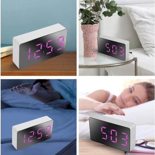 Home Decor LED Mirror Clock Electronic Mini Digital Alarm Clock Table Office Desk Despertador Office Electronic