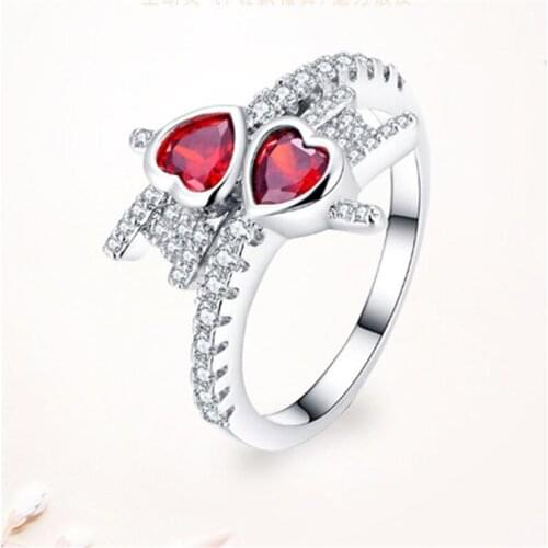 HIP Hop 1Pc Fashion heart ring Copper inlaid zircon Three colors optional Bling For Women Jewelry Dropshiping