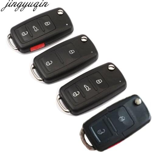 Jingyuqin 2/3/4 Button Flip Folding Remote Car Key Shell Case Fob For VW polo passat b5 B6 Tiguan Golf 4 5 Seat Skoda