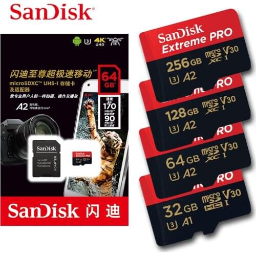 SanDisk Extreme Pro microSDHC/microSDXC Memory Card 32G microSD Card 64GB TF Card 170MB/s 128G Class10 U3 A2 V30 With SD Adapter