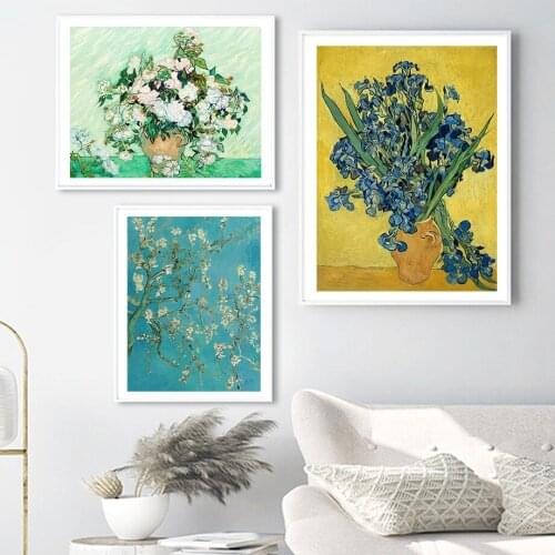 Van Gogh Sunflower Iris Rose Oleander Wall Art Canvas Oil Painting Nordic Posters And Prints Pictures For Living Room Home Decor