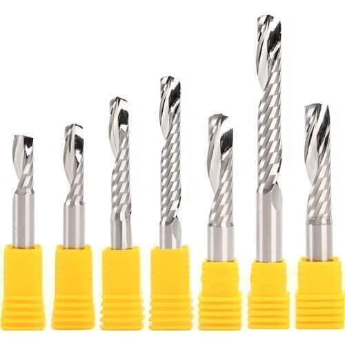 1Pc 6mm CEL 12mm -52mm 3A CNC End Mill One Single Flute Spiral Cutter Tugster Steel Router Bit For MDF Carbide Milling PVC Wood