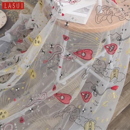 LASUI 2017 New Interesting special sun snake heavy water-soluble Precision embroidery mesh lace fabric diy dress fabric X0247