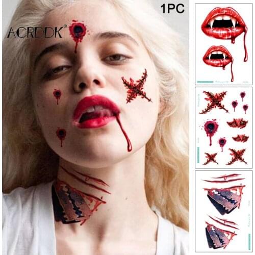 Halloween Stickers Waterproof Simulation Scratches Scars Bite Marks Simulation Fake Wound Tattoo Stickers FC