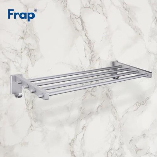 Frap New 55cm Towel Rack Multi Arms Towel Hanging with Hooks Towel Rack Movable Towel Bars Bathroom Products Accessories F809