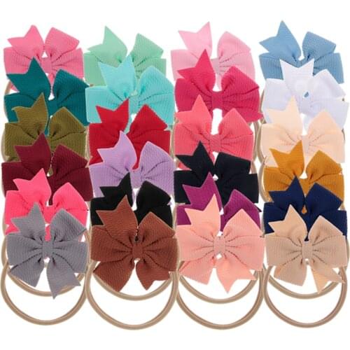 New 5pcs/lot Chiffon Swallowtail Bows Nylon Baby Headbands Kids Elastic Hair Bows Hairbands Baby Photo Prop Hair Accessories