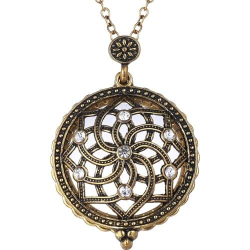 Magnifying Glass Necklace Sliding Magnifier Vintage Bronze Flower Pendant Necklace