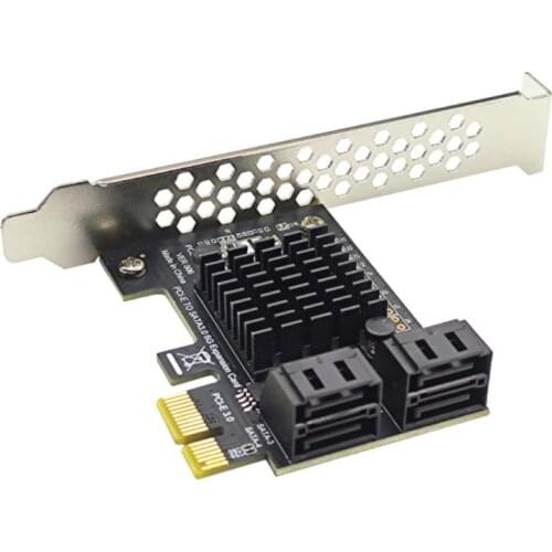 Pcie 4 Port SATA 3.0 To PCIe X1 GEN3 Expansion Adapter Card With SATA 3 PCI-e PCI Express Converter ASM1064