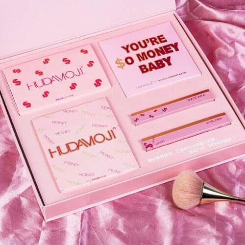 Hudamoji MONEY Professional Make Up Sets Cosmetics Kit Lipstick Lip Glaze Eyeshadow Mascara And Eyeliner 5 In 1 Cosmetic TSLM2