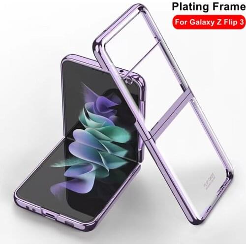 Electroplate Transparent Hard Case for Samsung Galaxy Z Flip 3 Phone Cover Clear Plastic Full Protection Case for Z Flip 3