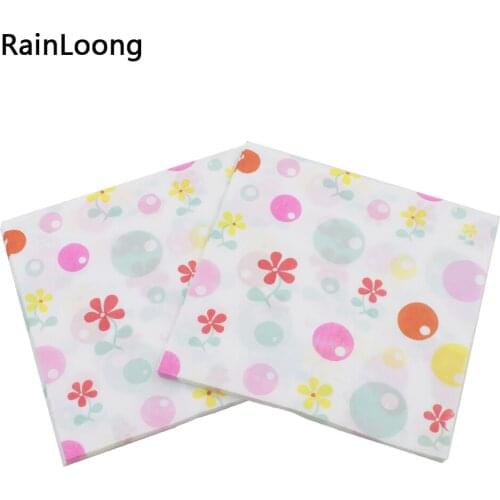 [RainLoong] Printed Feature Flower Paper Napkins For Event & Party Decoration Tissue Decoupage Servilleta 33*33cm 1 pack