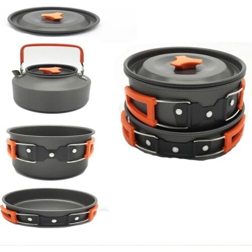 Folding Outdoor Cooking Set Non Stick Noodle Water Pot Pan Kettle Backpacking Cook Camp Cooking Supplies