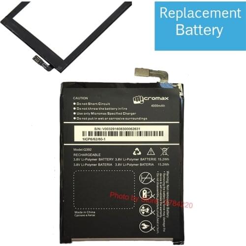 3.8V 4000mAh Replacement Battery For Micromax Q392 Canvas Juice 3 Baterij Batterie Cell Phone Batteries