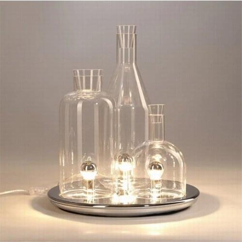Modern Wine Bottle Chrome Clear Metal Glass Table Lamp Creative Desk Lamp Decor Lighting Fixture TA103