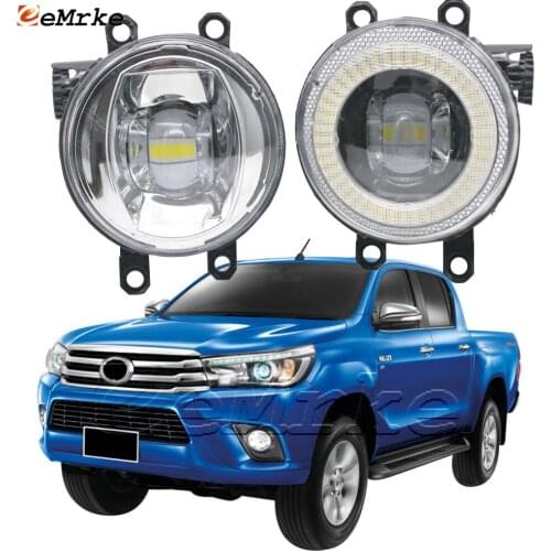 EEMRKE for Toyota Hilux Vigo AN120/AN130 2015 2016 2017 2in1 LED Angel Eye Daytime Running Lights DRL + Cut-Line Lens Fog Lights