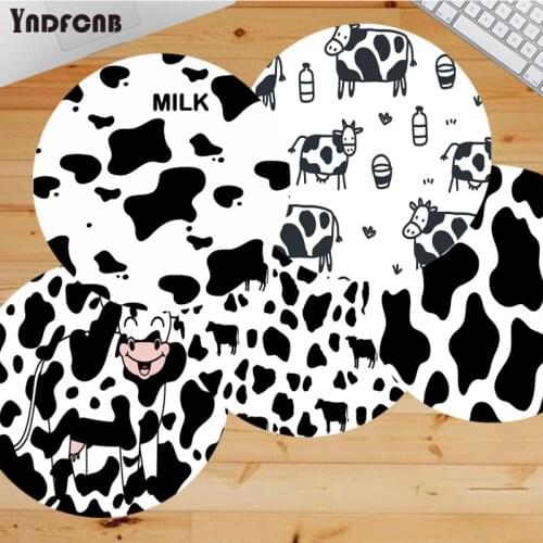 YNDFCNB Vintage Cool Cute Cow pattern Beautiful Anime round Mouse Mat gaming Mousepad Rug For PC Laptop Notebook