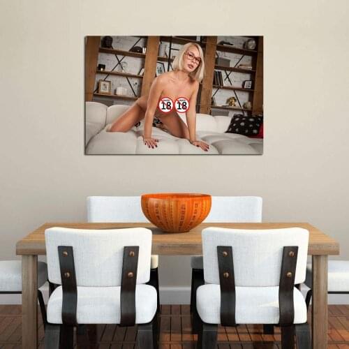 Wall Art Sexy Blonde with Glasses Poster Canvas Prints Paintings Wall Picture for Living Room Decor