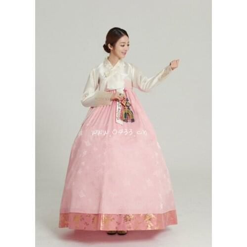 Womens traditional Korean hanbok for women noble and elegant embroidered skirt, female party stage dance costume